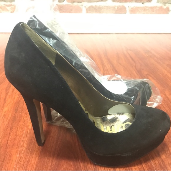 NIB Black 8.5 Sam Edelman Platform Suede Pumps - Picture 3 of 5